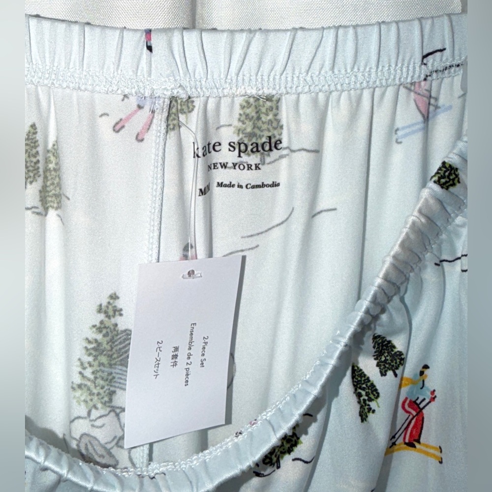 Kate Spade Pajamas Classic Long Sleeve Winter Village Ski Trip Print Pjs NWT - Picture 12 of 13